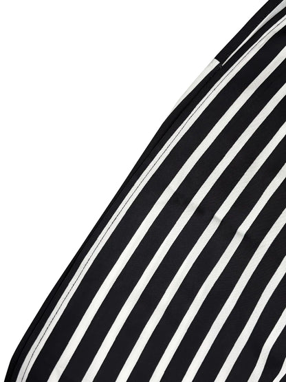 Plus Size Women's Geometric Print Long Dress with Stand Collar and Button Front, Abstract Line Design for Casual Office Wear